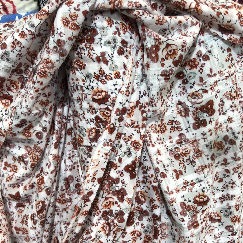 kain katun dobby motif bunga - kain katun dobby motif premium dt