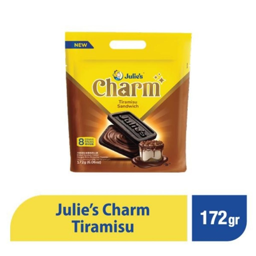 

Julie's Charm Tiramisu Sandwich 172 Gr (Isi 8 x 21.5 Gr)