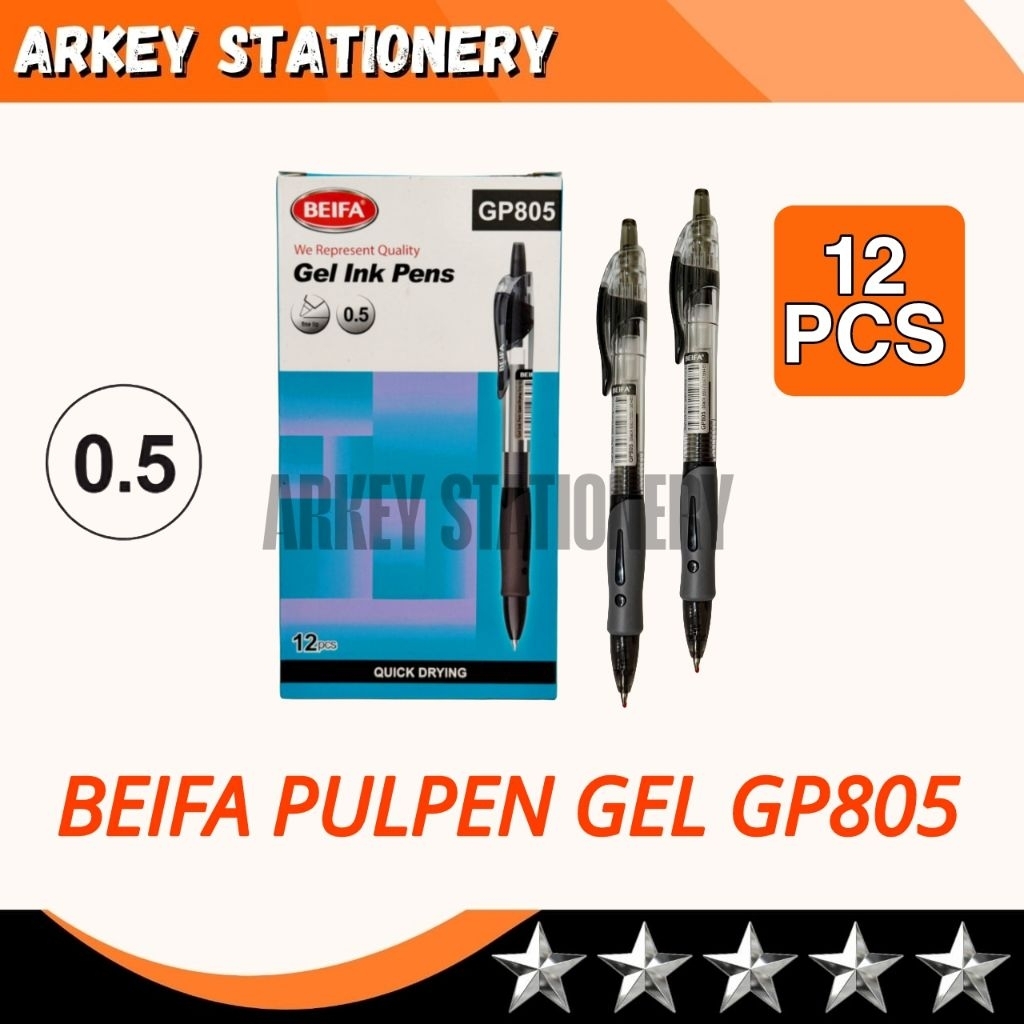 

BEIFA Pulpen Gel GP805 Hitam / Pulpen Gel Beifa 0.5 mn