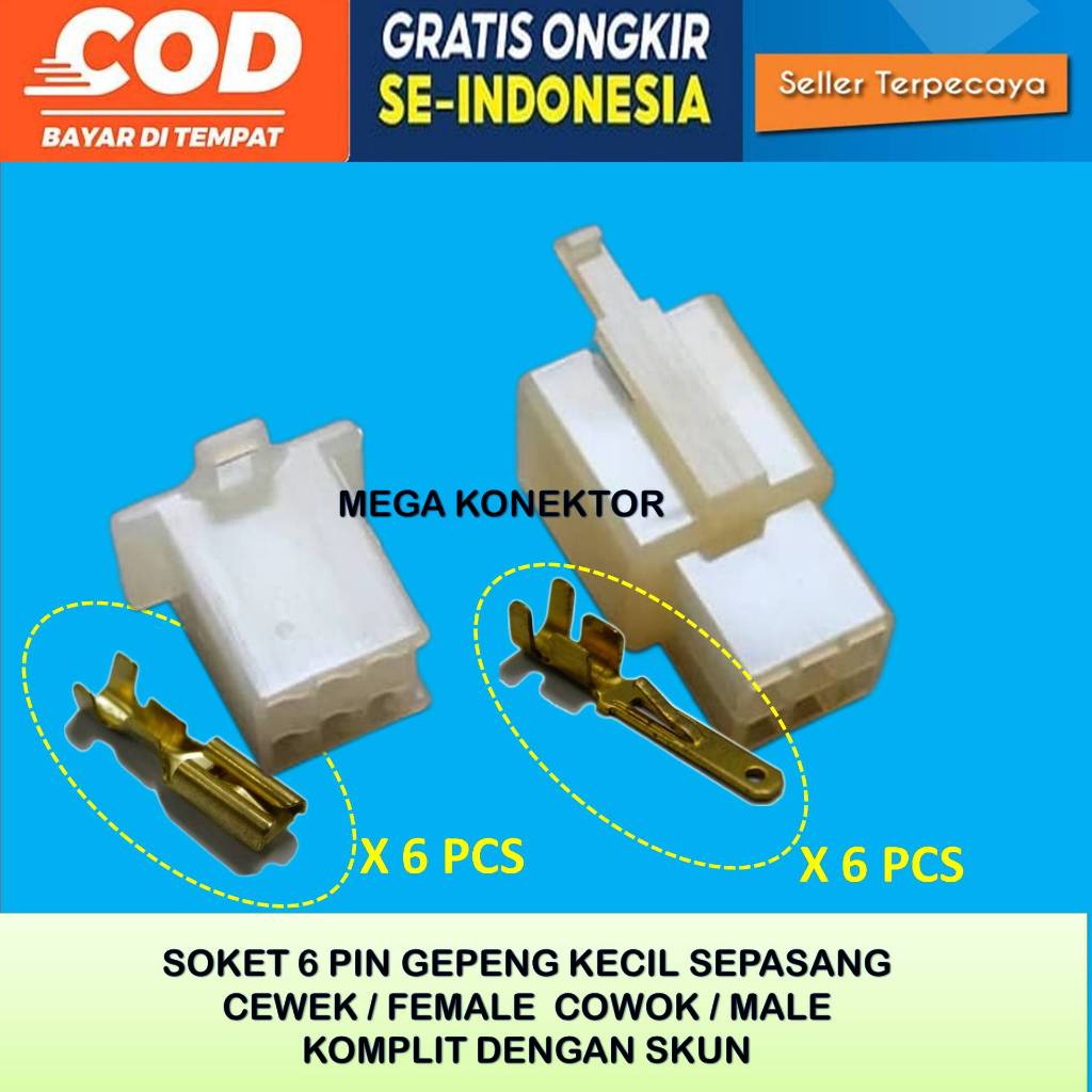 SOKET KABEL MOTOR 6 PIN KECIL  MALE FEMALE-SOKET –SOKET KABEL–6 PIN- SOKET KABEL 6 PIN NYLON