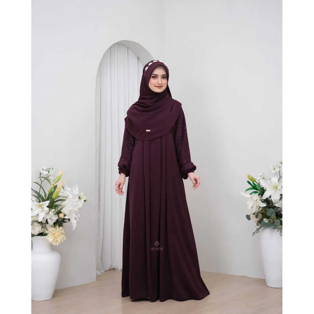 Mahreen abaya tule raindrop premium