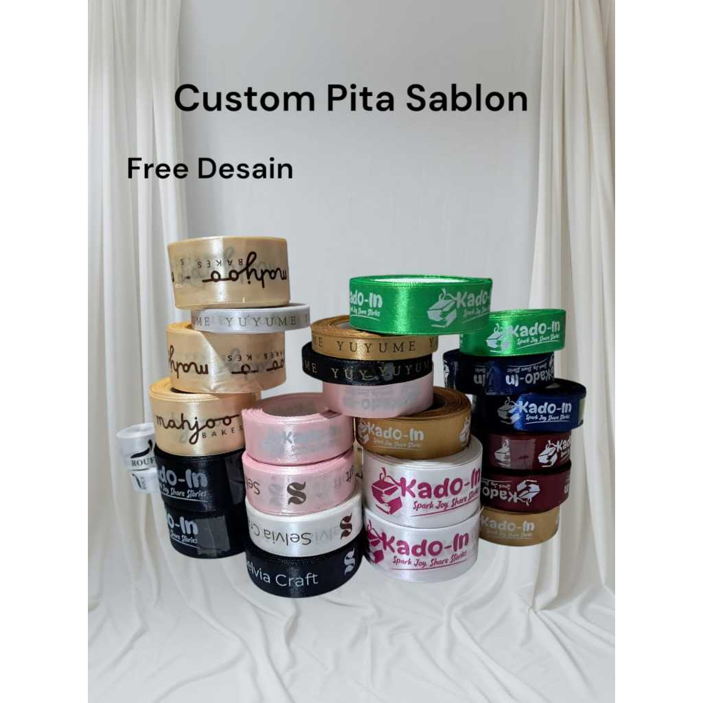 

free desain label pita kado custom desain 1 roll panjang 15meter