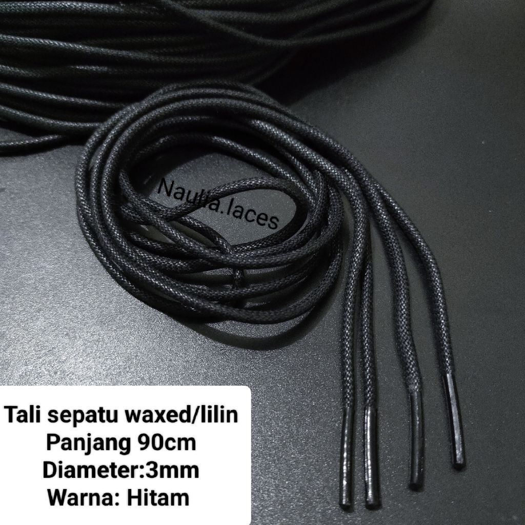 Tali sepatu lilin/lace cotton waxed.3mm-90cm