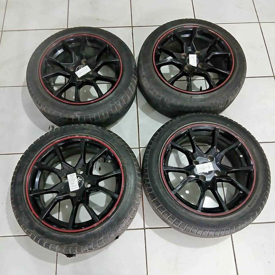 VELG MOBIL RACING MISATO RING 15 LEBAR 7 LUBANG BAUT PCD 4X100 + BAN 195 50 R15 PELEK