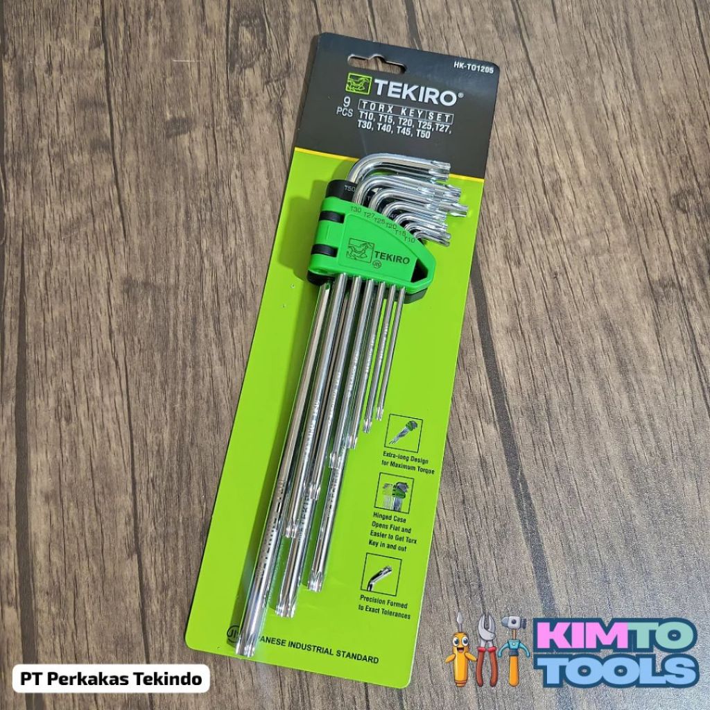 KIMTOTOOLS Kunci L Bintang Tekiro Kunci L Bintang Set 9 Pcs Torx Key Set Kunci L Lubang Panjang Teki