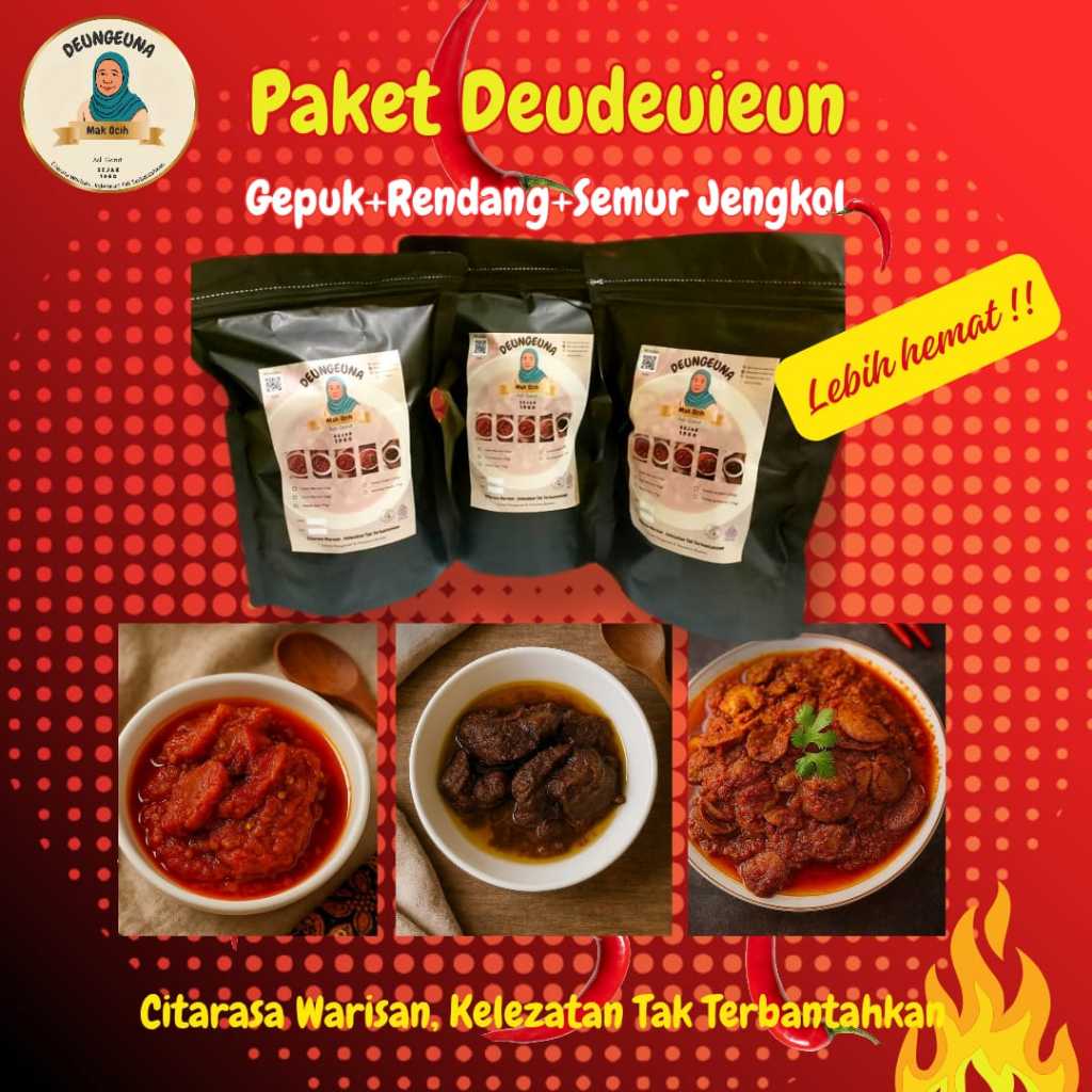 

Paket Deudeuieun (Rendang Merah+Gepuk+Semur Jengkol-Deungeuna Mak Ocih-Aslis Garut