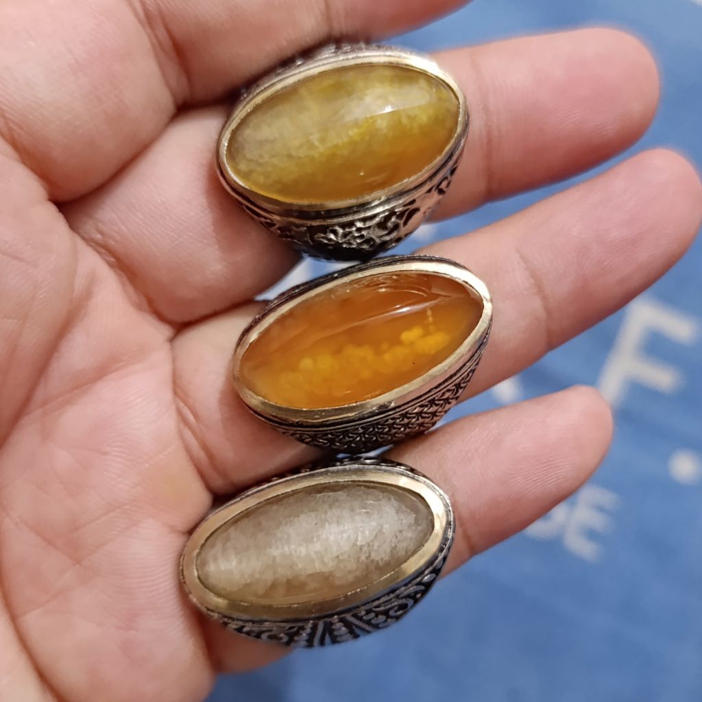 CA 39 Cincin Batu akik Pandan Nanas dan kapas Super Joss Alpaka