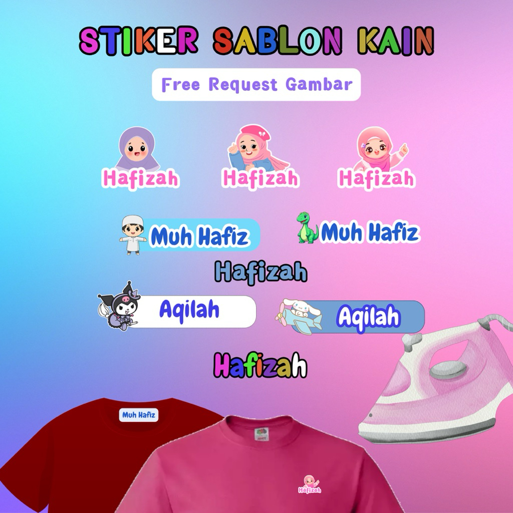 

stiker kain/stiker sablon nama/stiker dtf