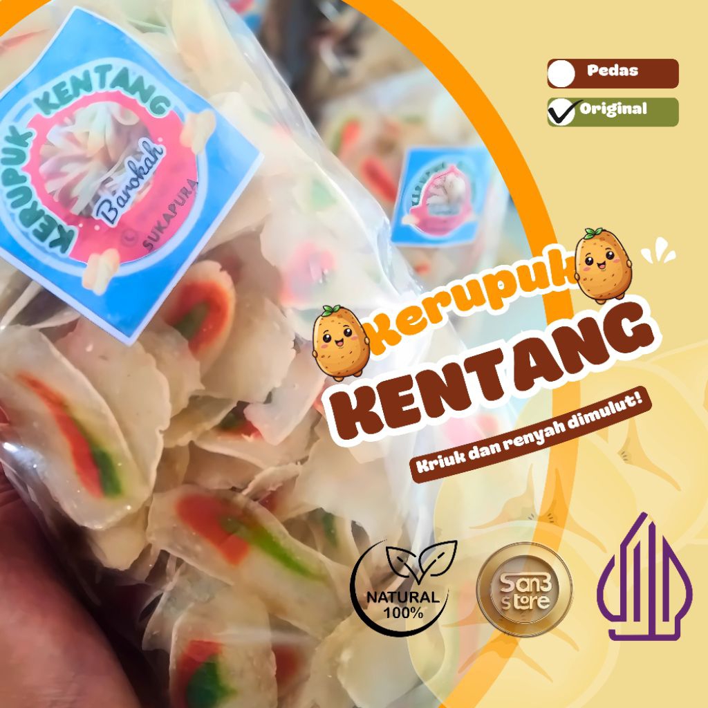 

Kerupuk Kentang Asli Original – Camilan Renyah & Gurih | Varian Original & Pedas | Homemade
