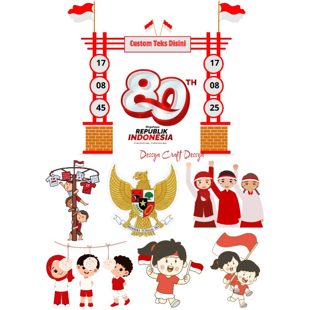 TOPPER AGUSTUSAN - TOPPER MERAH PUTIH DIRGAHAYU KEMERDEKAAN RI - HIASAN TUMPENG 17 AGUSTUS CUSTOM