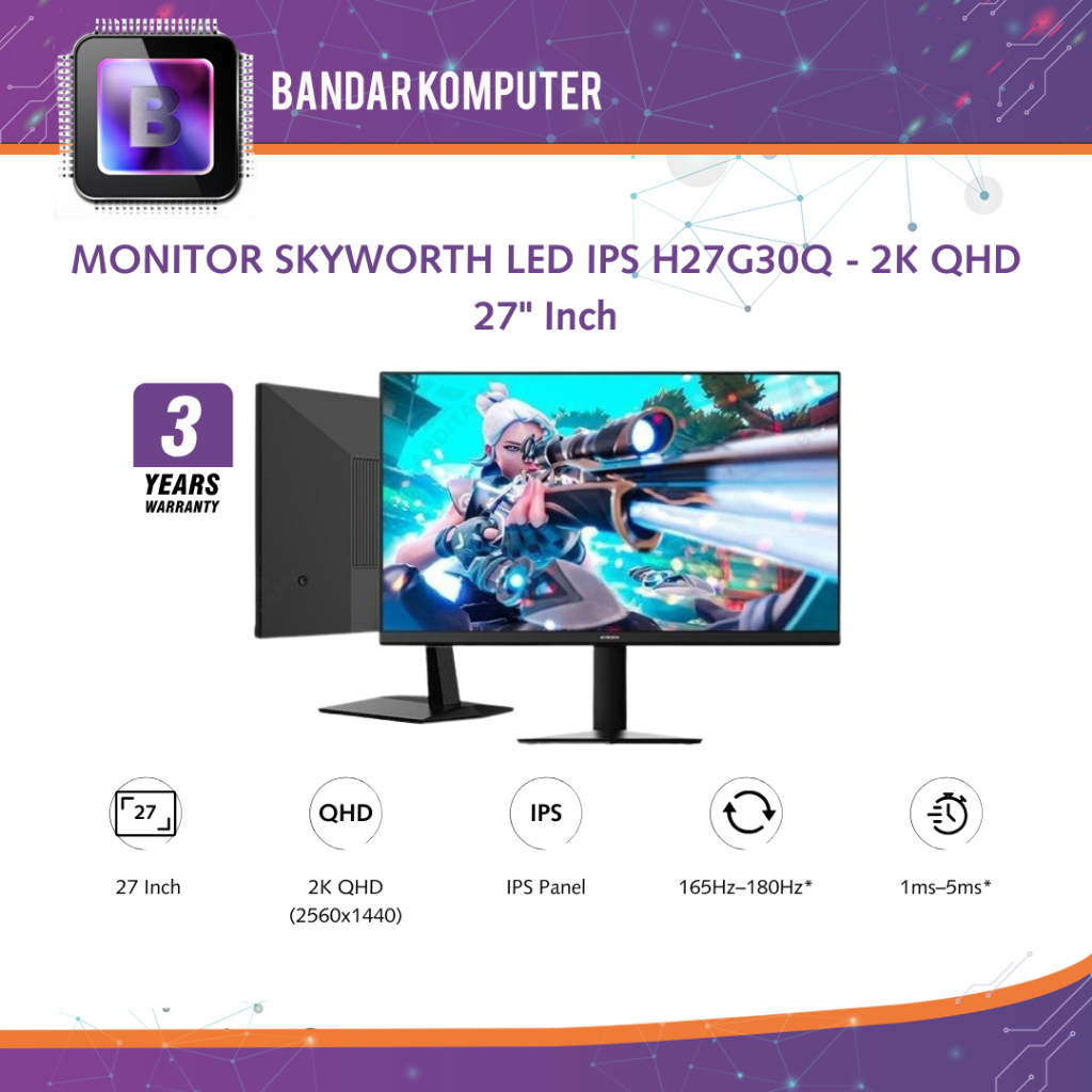 Monitor Skyworth LED IPS H27G30Q - 2K QHD 27" Inch