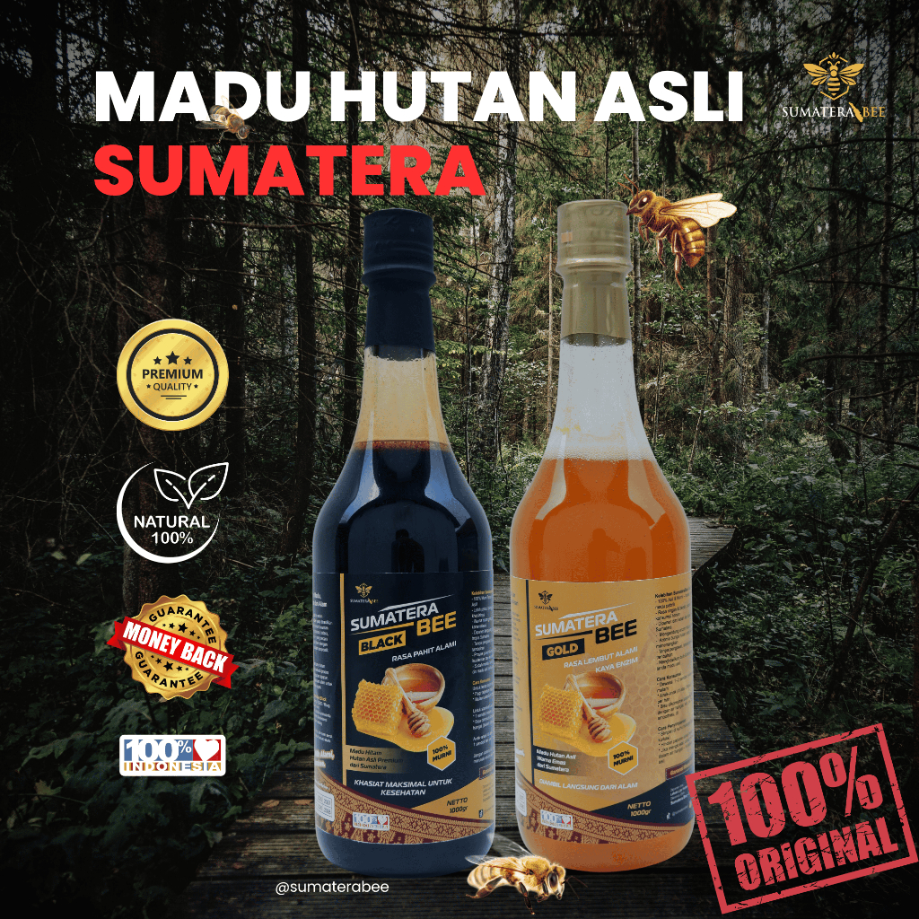 

Madu Hutan Asli SumateraBee – Varian GOLD & BLACK | Lebah Liar Pemakan Nektar | 315gr 450gr 1000gr
