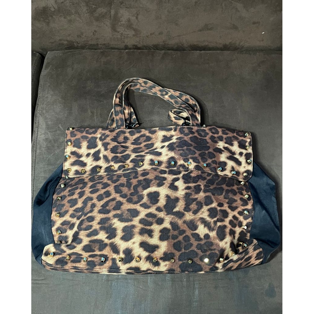 Preloved Tas tote bag leopard motif macan by kwani