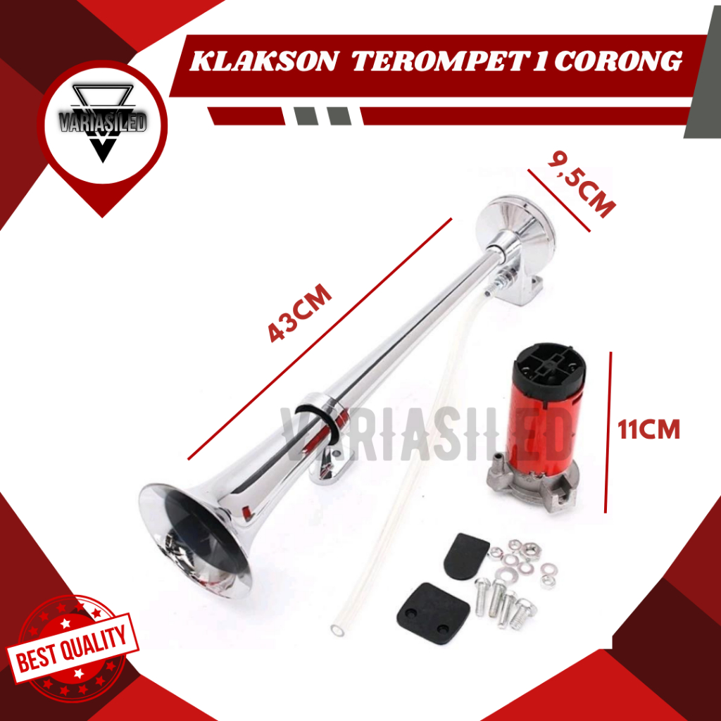 (12-24V) Klakson Terompet Angin Airhorn 1 Corong Dinamo Mobil Bis Truk Pick Up Universal Car Tanpa T