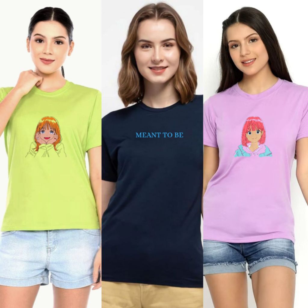 Kaos Red Point Kaos Lengan Pendek Wanita Motif Print T-Shirt Cotton Combed 24s Kaos Wanita Slim Fit 