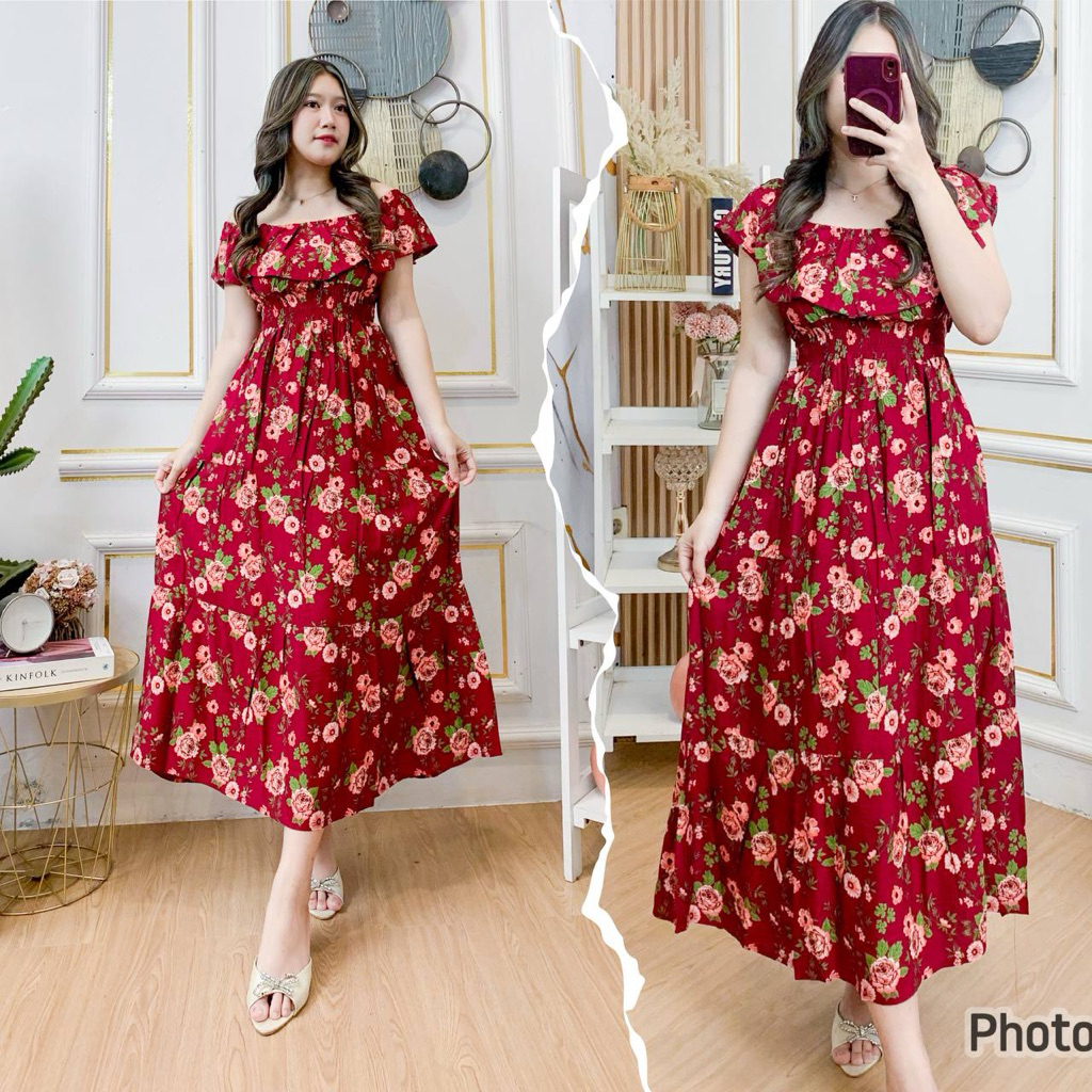 DRESS NORA PANJANG // DASTER PUTRI BALI// DASTER SABRINA BUSUI RAYON ADEM KEKINIAN SEMATA KAKI