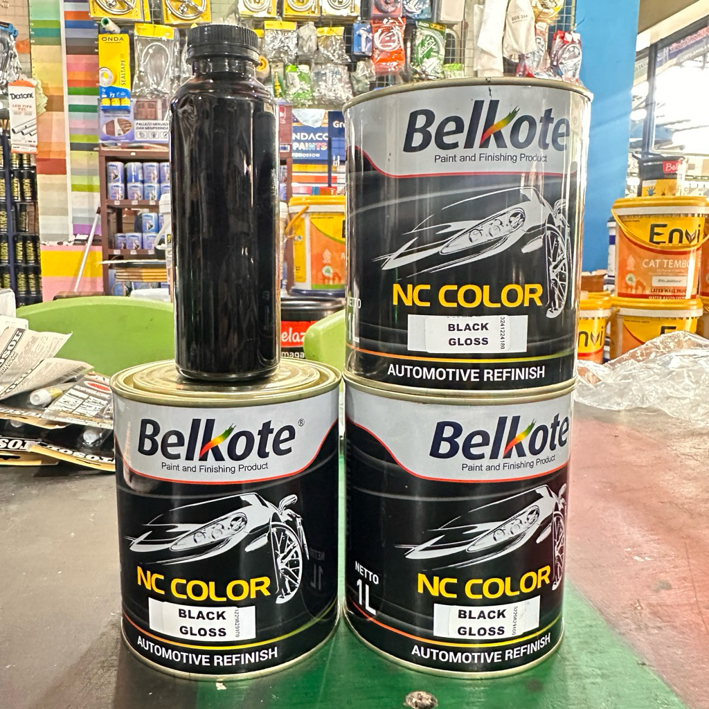 Hitam Belkote NC black gloss 1L . 500 ml . 250 ml || Cat Belkote Black Gloss NC