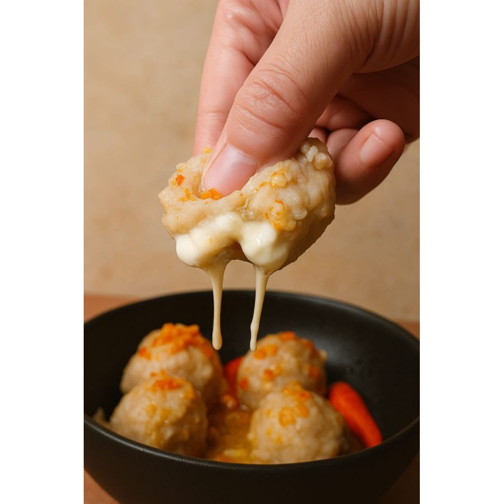 

BASO AYAM ISI KEJU LUMER + SAMBAL MERCON