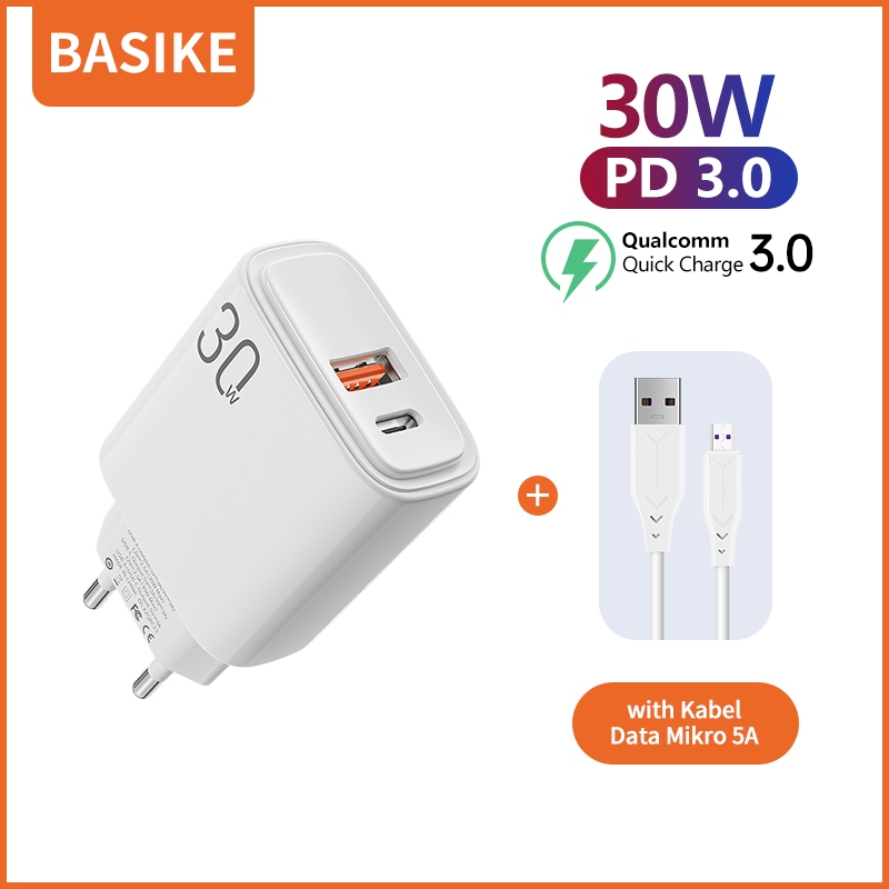 BASIKE Kabel Charger iPhone Type C Fast Charging with Kabel Data 5A for Samsung Xiaomi Tahan Lama