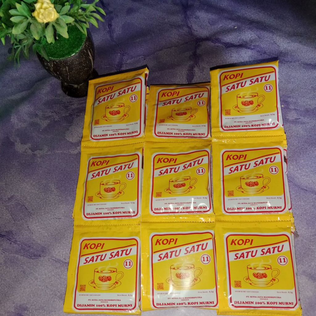 

Kopi Bubuk Murni Satu Satu 6.5g x 10 sachet