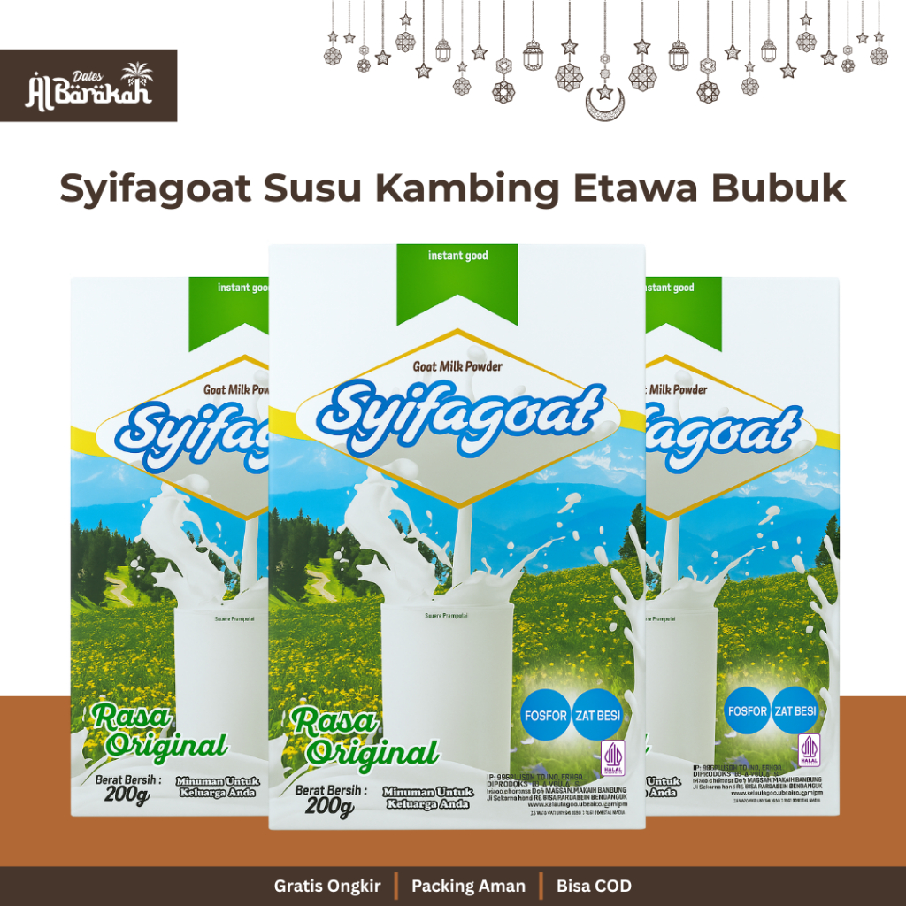 

Susu Kambing Etawa Bubuk Syifagoat Kemasan 200gr Rasa Original