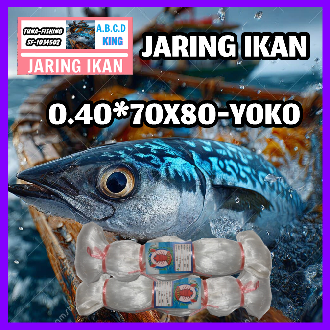 JARING IKAN SENAR 040-70x80 YOKO / JARING IKAN 0.40 / JARING IKAN COD / JARING PUKAT SENAR
