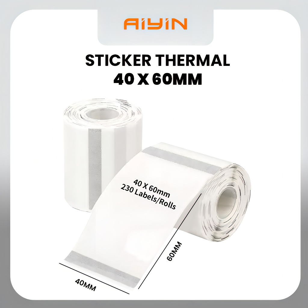

AiYin Thermal Paper 40mm x 60mm 1.57'' x 2.36'' 130pcs/Roll Black on Transparent Label Transparan for AiYin ID240 AD240 E40 A81