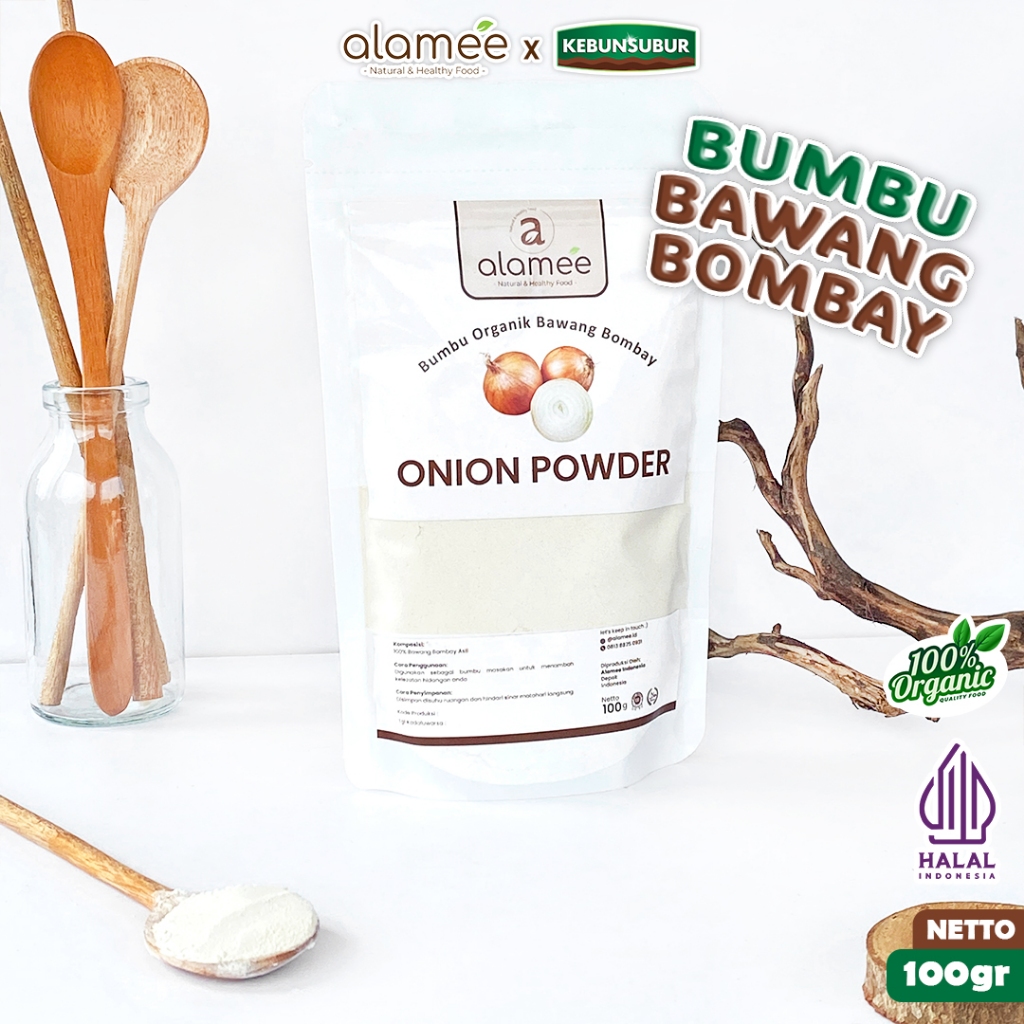 

ALAMEE Onion Powder Bawang Bombay Bubuk Bumbu Bombai Dapur Organik Seasoning 100 Gram kebunsubur