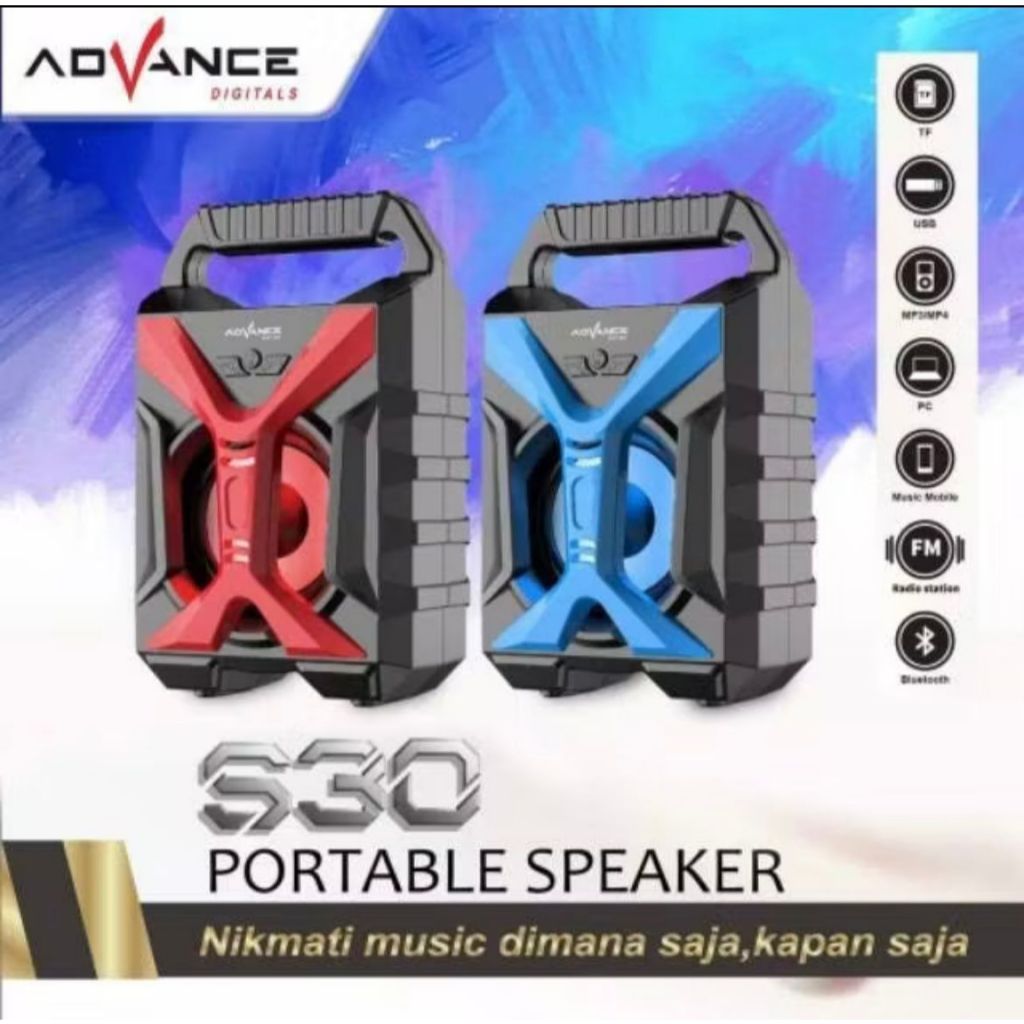 ADVANCE S30  SPEAKER BLUETOOTH  / Speaker WIRELESS / SALON AKTIF PORTABLE SPEAKER