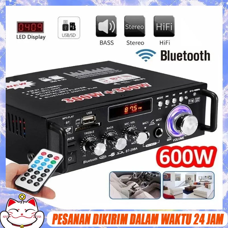 Amplifier BT-298A Bluetooth EQ Audio Amplifier Karaoke Home Theater FM Radio 600W KERNDY amplifier B