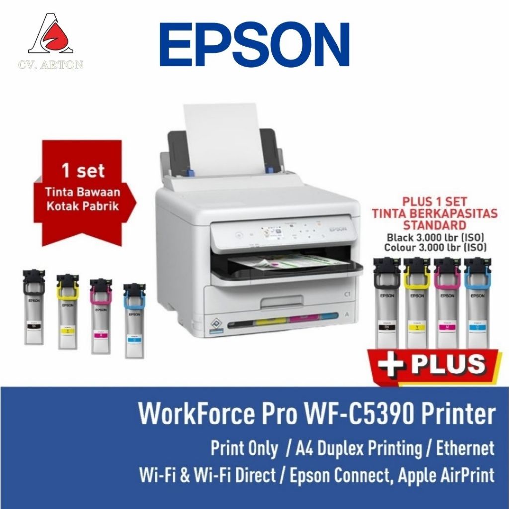 Printer EPSON WF-C5390 WFC5390 C53902 A4 Plus Chipless