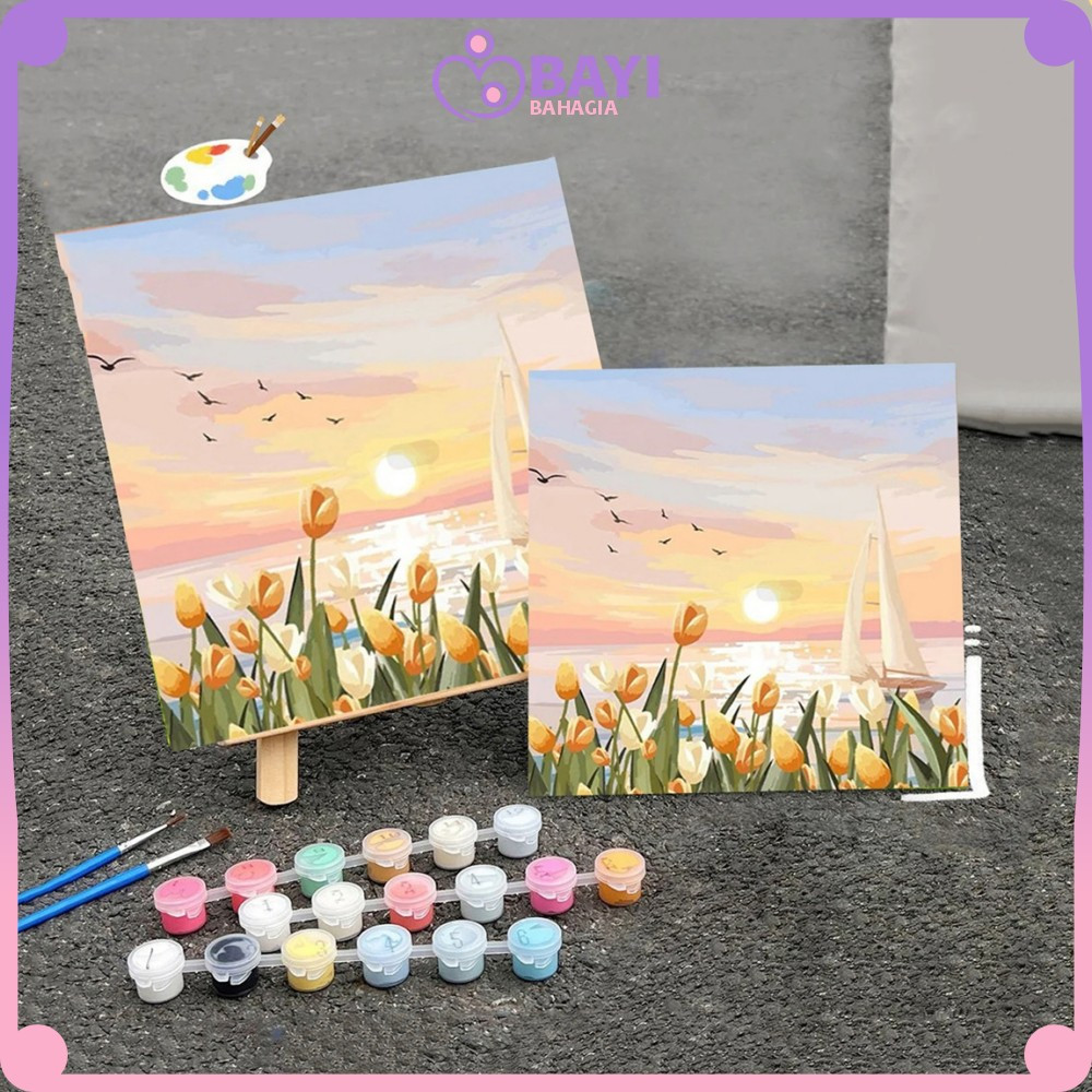 

EC Paint By Number Kit Uk 20x20cm Kanvas Siap Lukis Bunga Pemandangan / Wall Decoration Diy Digital Painting Canvas / Lukisan Canvas Acrylic Aesthetic Bayi Bahagia A110