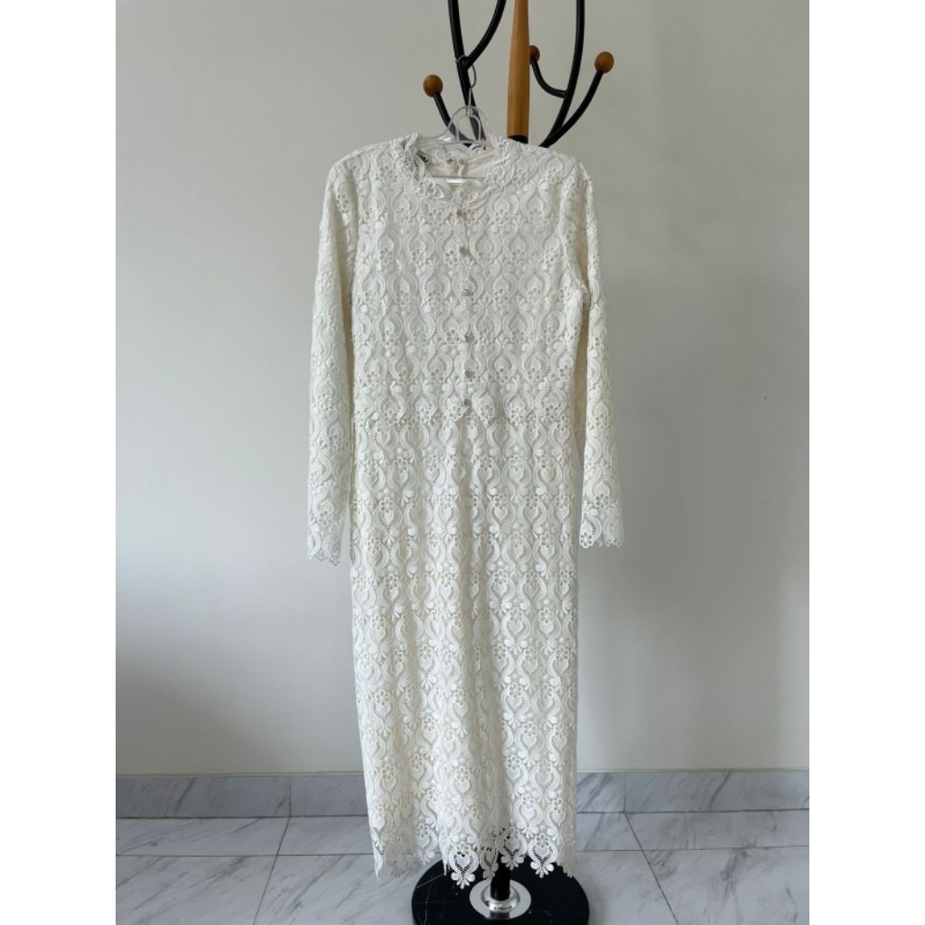 Long Dress Brokat Putih Miu2 Fashion Import