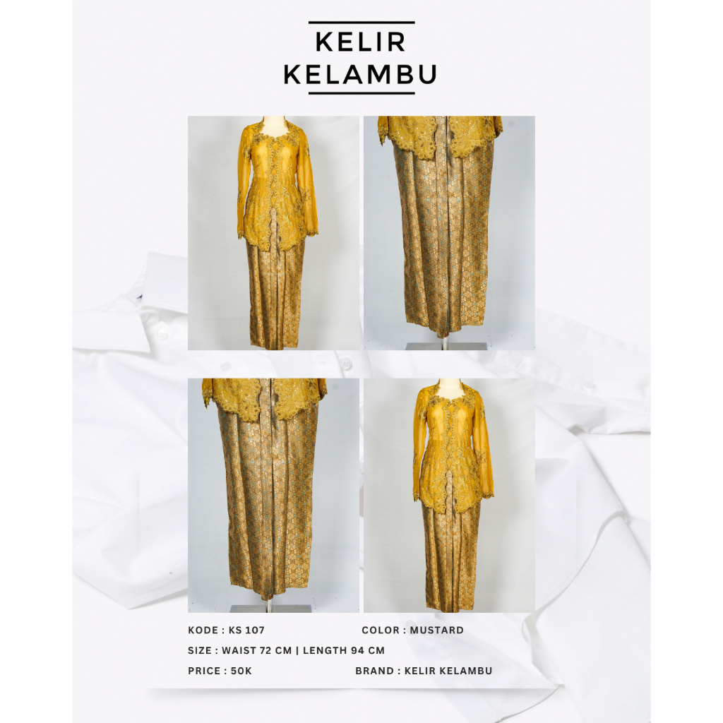 Sewa Rok Bawahan Kebaya Vintage Mustard