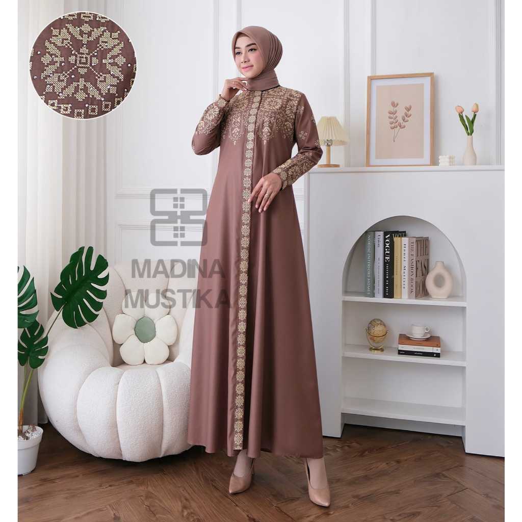 Zeta Gamis Premium Madina Katun Toyobo Bordir Motif Kualitas Premium