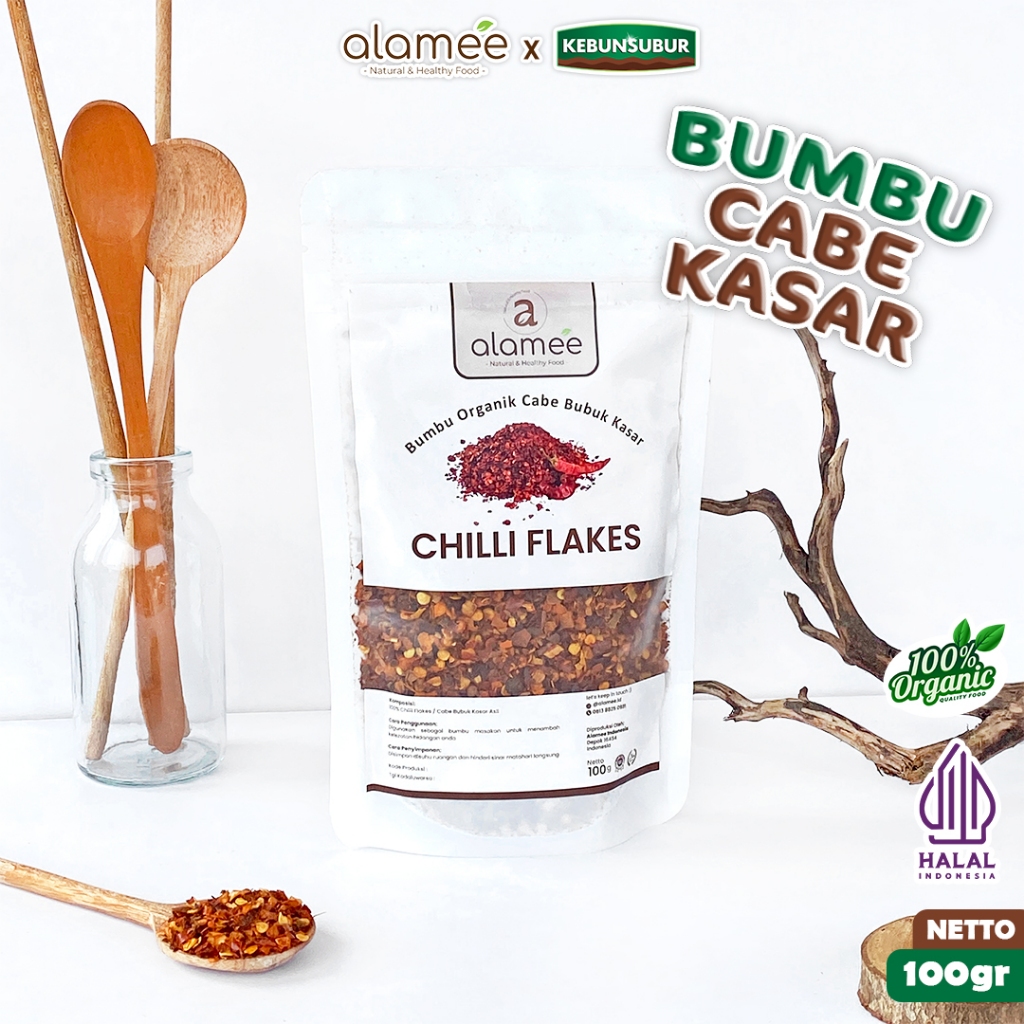 

ALAMEE Cabe Giling Kasar Chilli Flakes Cabai Bubuk Bumbu Dapur Instan Tanpa Campuran 100gr kebunsubur