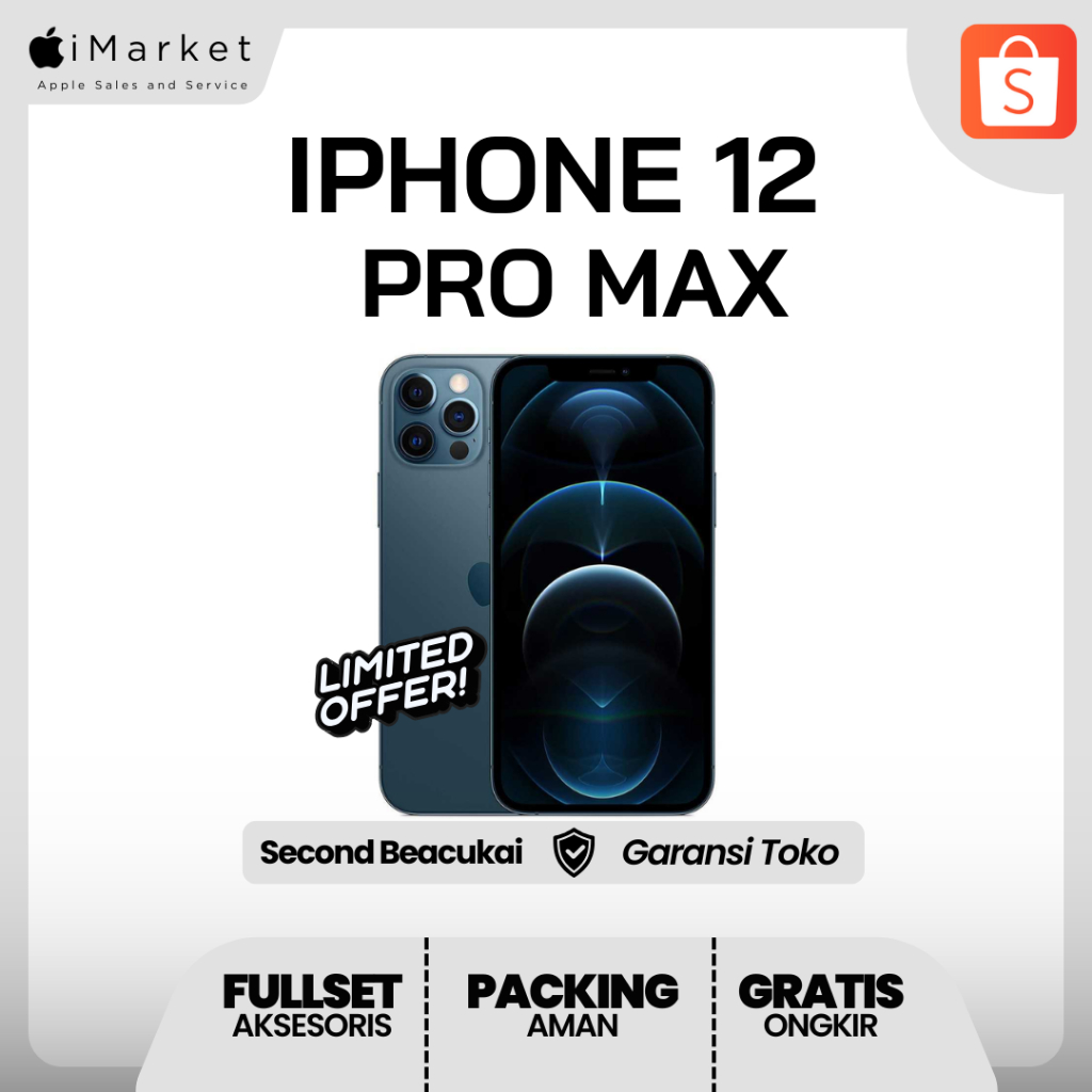 iPhone 12 ProMax Second Beacukai Garansi IMEI Terdaftar Fullset 128 GB / 256 GB / 512 GB