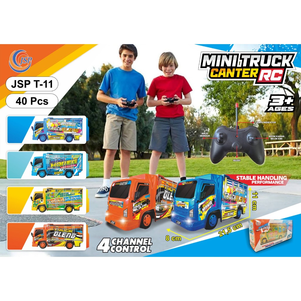 Mainan Mini Truk Canter RC (Remote Control) JSP T-11 - Truck Oleng / Horeg / Musik & Lampu