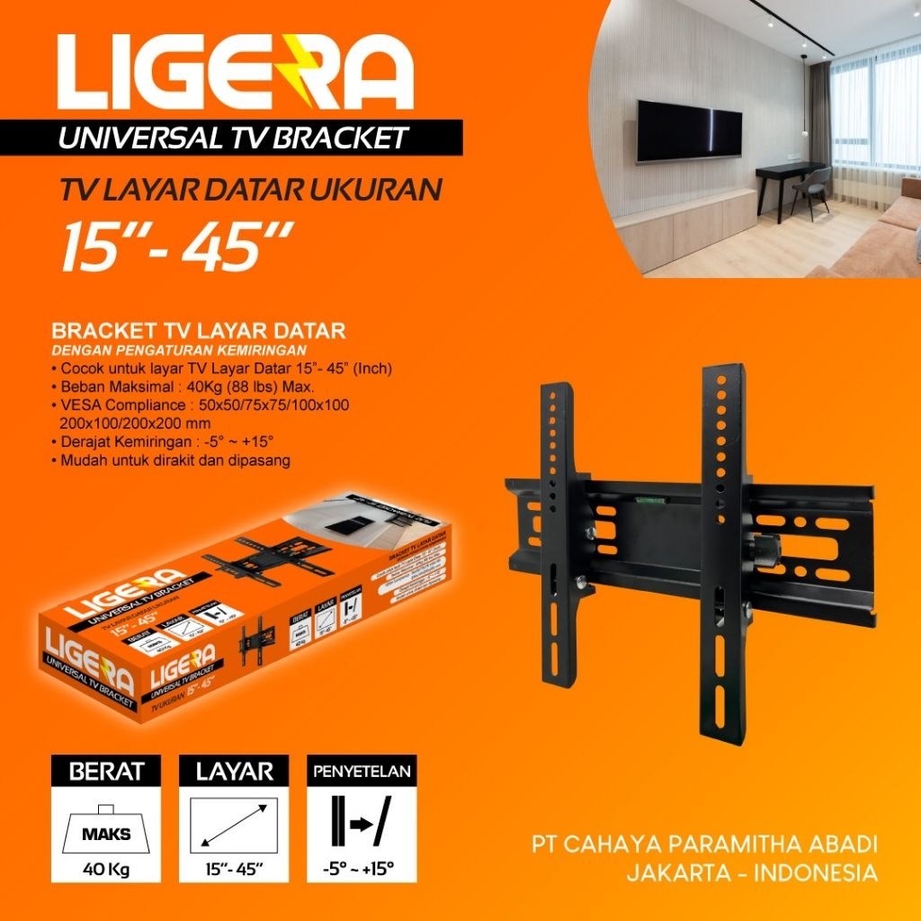 bracket TV LIGERA 15 inch sampai 45 inch breket TV led lcd breket Led tv universal