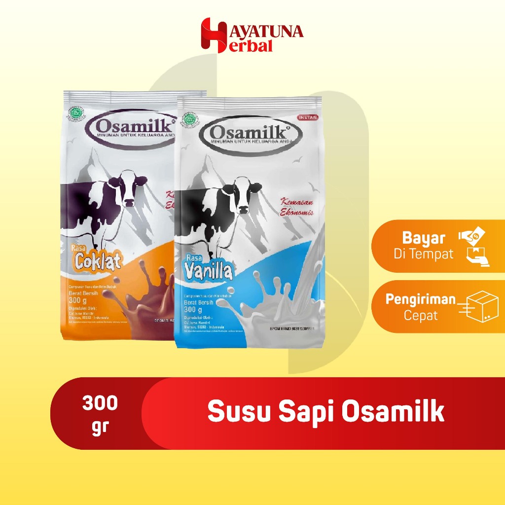 

Osamilk - Susu Sapi Bubuk Penambah Berat Badan Original Rasa Vanilla dan Cokelat isi 300 gr