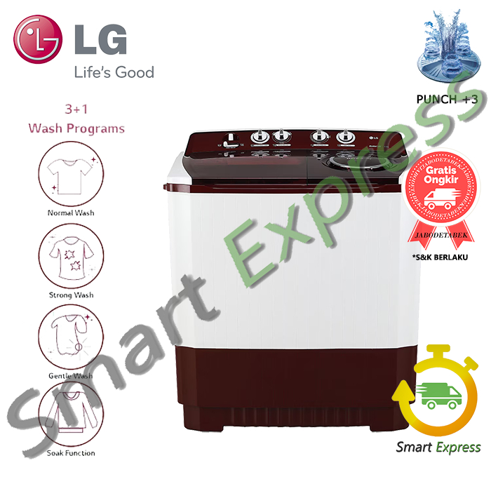 MESIN CUCI LG P9050RTB / P 9050RTB / P 9050 RTB - (9 KG / 2 TABUNG / ROLLER JET PULSATOR)