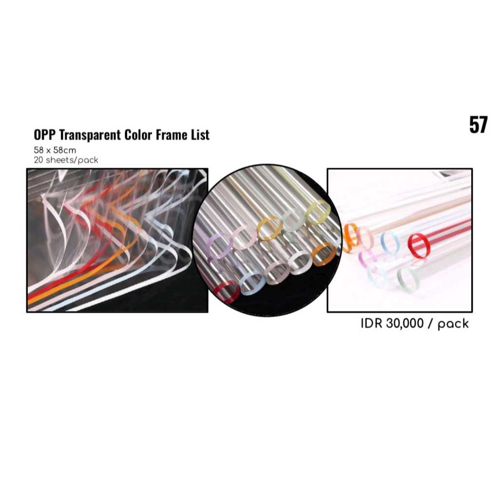 

MY Supplies - [5 LEMBAR] Flower Wrapping Paper OPP Transparent Color Frame List Kertas Bungkus Buket Bunga
