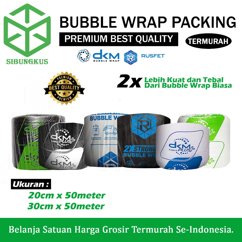 

Plastik Bubble Wrap DKM 30cm 40cm 20cm x 50m Putih Bening & Hitam Packing Roll