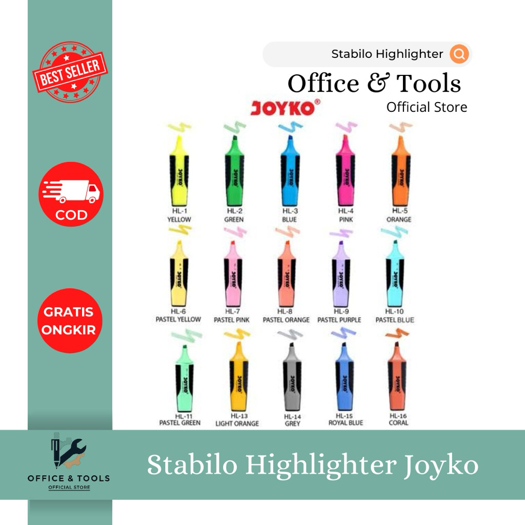 

Stabilo Highlighter Joyko Spidol Warna Pastel dan Standar Penanda Garis Aesthetic Office & Tools