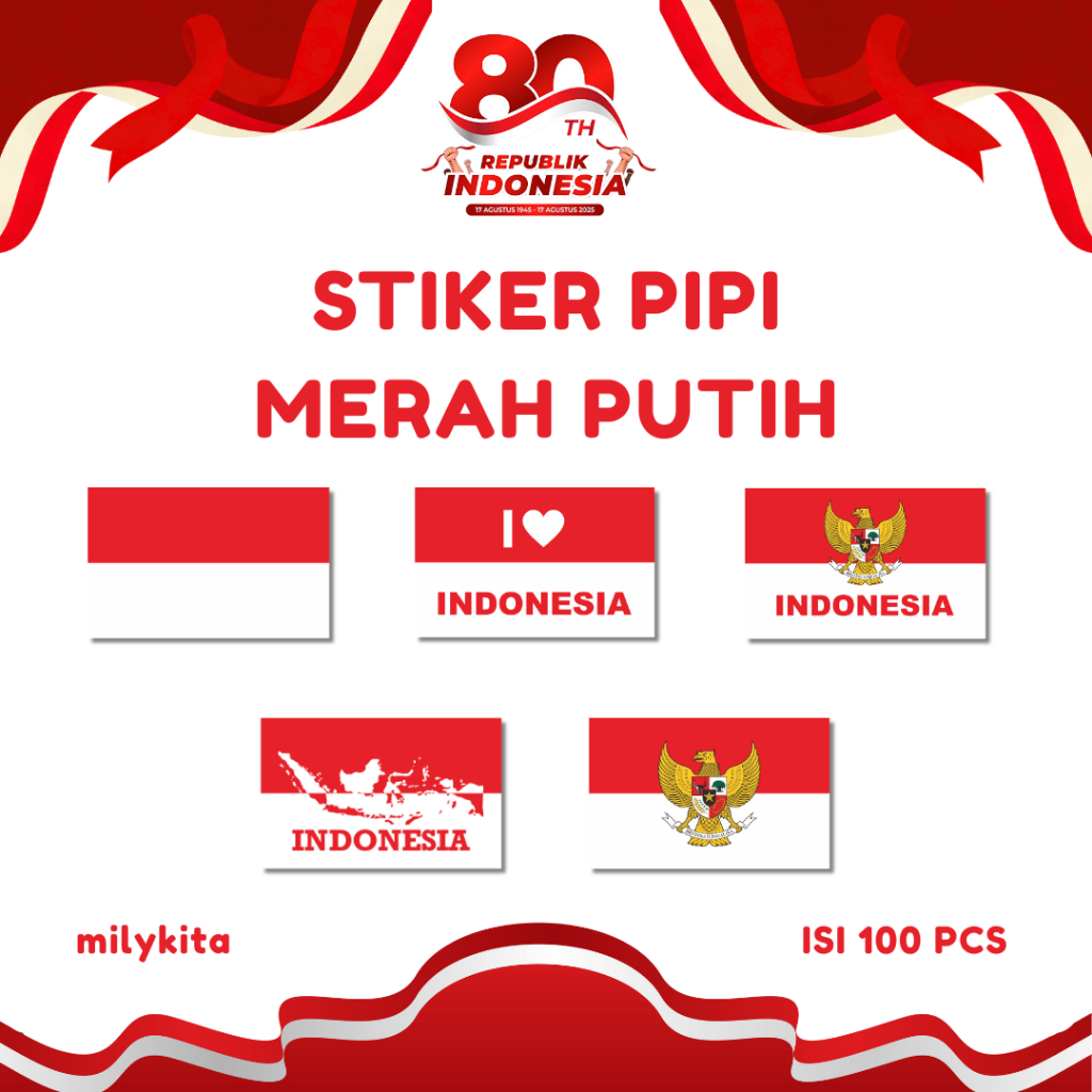 

Stiker Tempel Pipi Bendera Merah Putih 100 Pcs Chromo HUT RI 17 Agustus Anak Dewasa