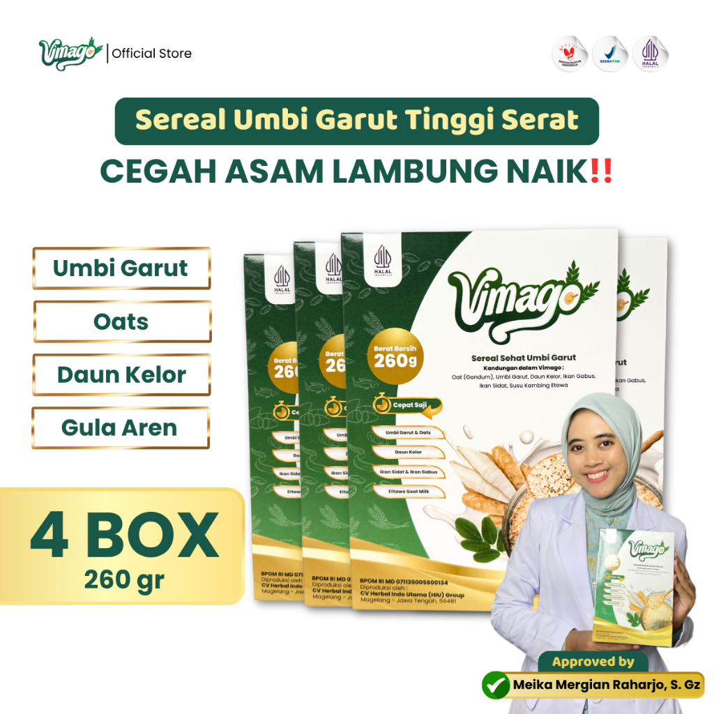 

VIMAGO Meredakan Asam Lambung Berlebih Dan Menyembuhkan Luka Di Lambung - 260g Isi 4 Pcs