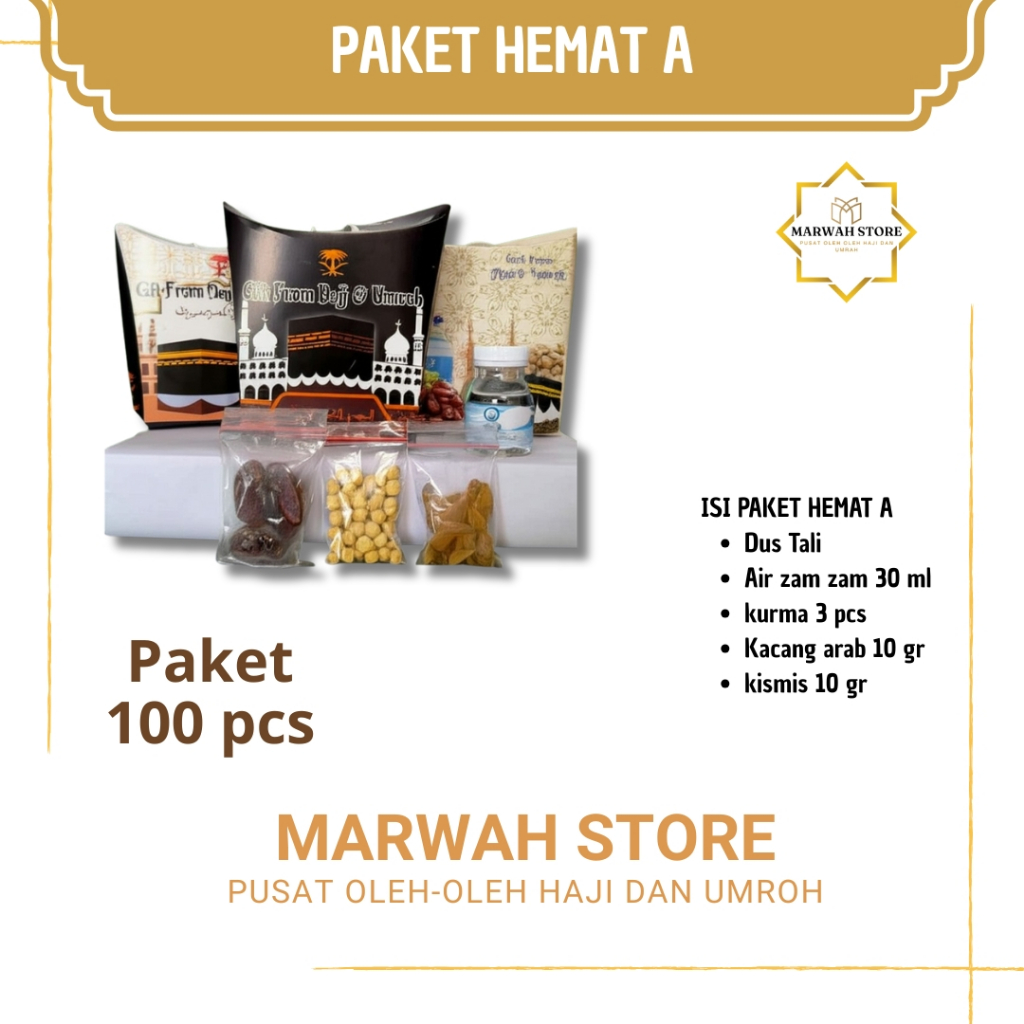 

Oleh-oleh Haji dan Umroh Paket Hemat A isi 100 Lengkap Air Zamzam