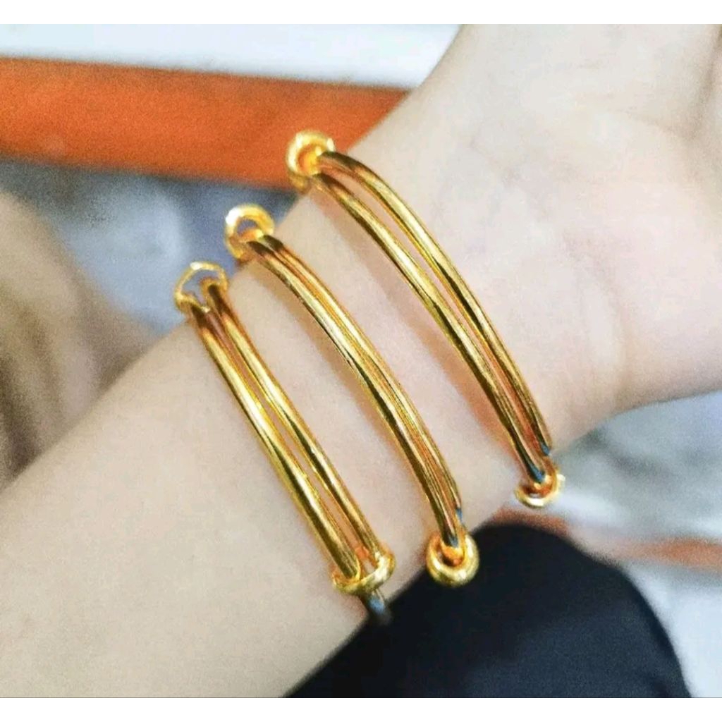 GELANG KRONCONG WANITA DEWASA PERHIASAN BANGKOK LAPIS EMAS 24K