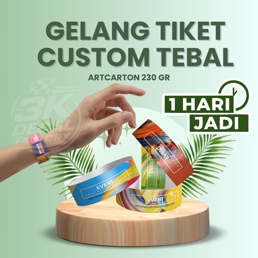 

Gelang Tiket Custom Bahan Tebal Termurah