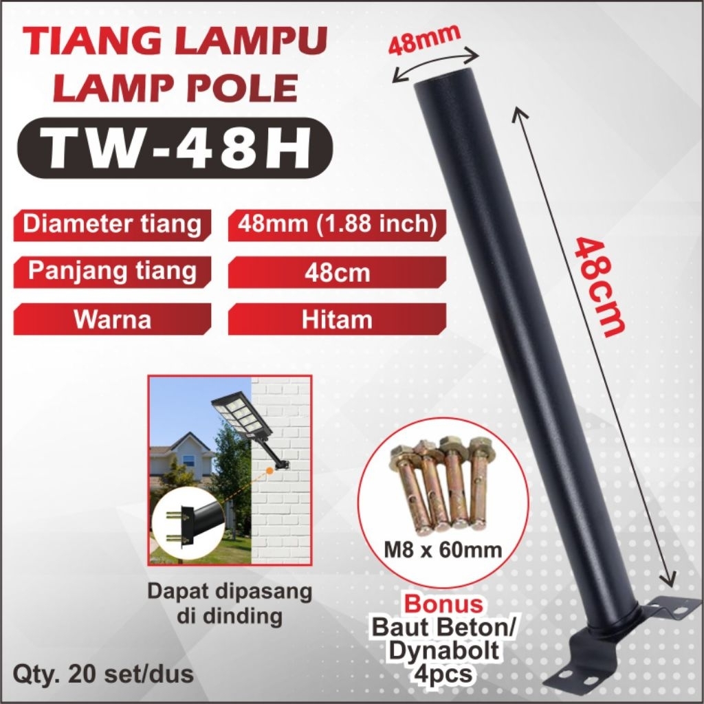 Tiang Bracket Lampu PJU Led / Bracket Tiang Lampu Jalan / Tiang Pipa Besi PJU Diameter 48mm dan 58mm